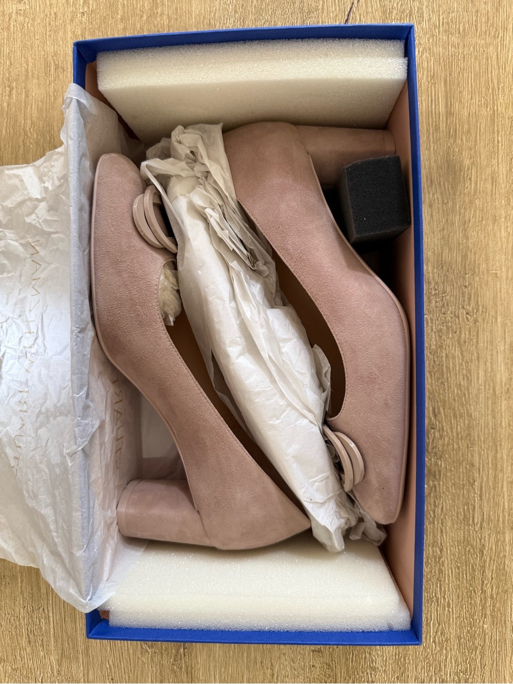 Stuart Weitzman Dusty Rose Suede Block Heel Pumps
